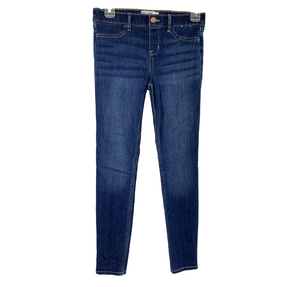Abercrombie Kids Jeans Girls Sz 13/14 Mid Rise Pull On Legging Dark Wash Denim